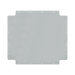 A flat, square gray metal plate with rounded corners and small pre-drilled holes along the edges, shown on a plain white background.