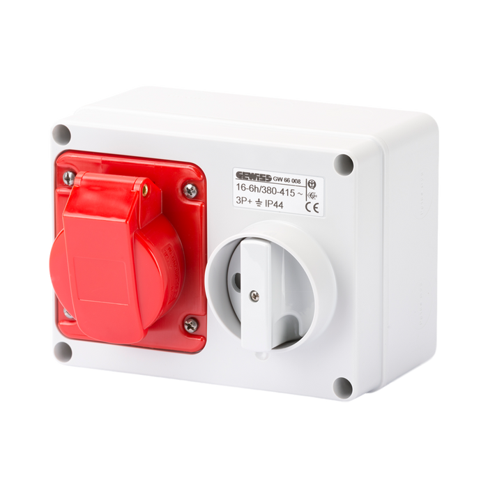 Gewiss Interlocked Switched Socket 16A 3P & E 415V GW66008