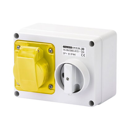 Gewiss Interlocked Switched Socket 32A 2P & E 110V GW66012