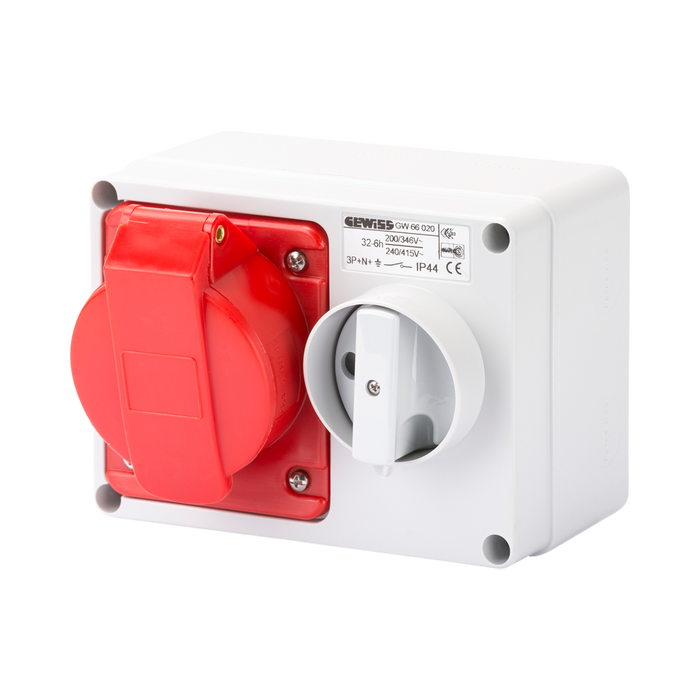 Gewiss Interlocked Switched Socket 32A 3P N & E 415V GW66020