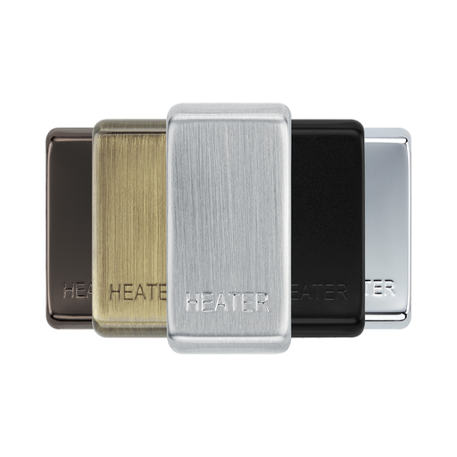 BG Grid Brushed Steel heater engraved rocker cap colour range with Brushed Steel at the front