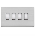 Hamilton Hartland CFX Screwless Satin Steel 4G 10AX 2 Way Plate Switch 74CR24SS-W