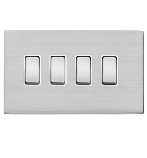 Hamilton Hartland CFX Screwless Satin Steel 4G 10AX 2 Way Plate Switch 74CR24SS-W