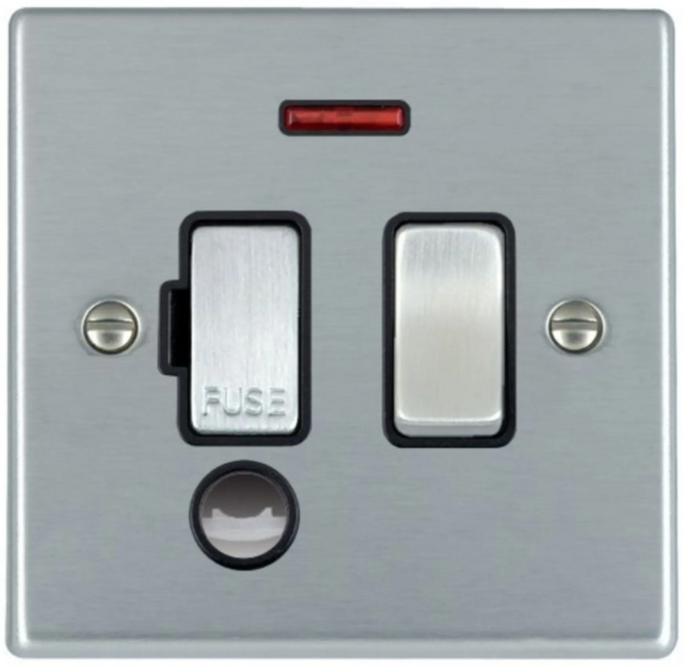 Hamilton Hartland Satin Chrome 1G 13A 2 Pole Flex Outlet Neon Switched ...