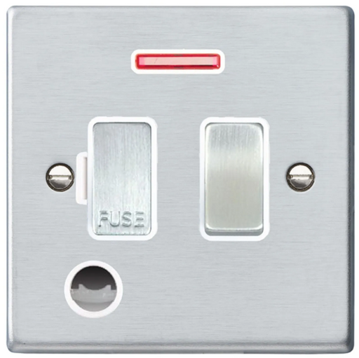 Hamilton Hartland Satin Chrome 1G 13A 2 Pole Flex Outlet Neon Switched Fused Connection Unit 76SPNCSC-W