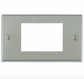 Hamilton Hartland Satin Steel 3G EuroFix Aperture Front Plate 74EURO3 available from RS Electrical Supplies
