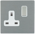 Hamilton Sheer CFX Satin Steel 1G 13A Double Pole Switched Socket 84CSS1SS-W