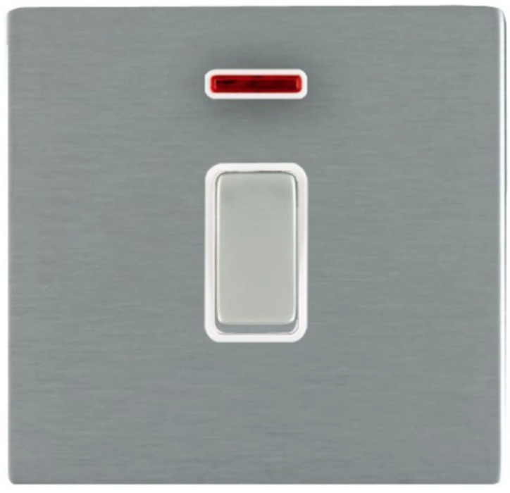 Hamilton Sheer CFX Satin Steel 1G 20AX Double Pole Neon Switch 84CDPNSS-W