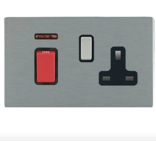 Hamilton Sheer CFX Satin Steel 2G 45A Cooker Control Unit with 13A Socket 84C45SS1SS-B