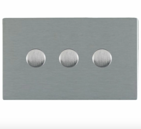Hamilton Sheer CFX Satin Steel 3G 400W Leading Edge Push Dimmer Switch 84C3X40