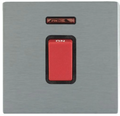 Hamilton Sheer Satin Steel 45A Double Pole Neon Cooker Switch 84C45NB available from RS Electrical Supplies