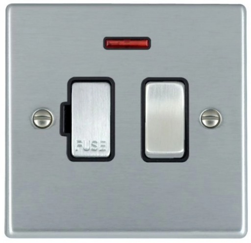 Hamilton Hartland Satin Chrome 1G 13A 2 Pole Neon Switched Fused Connection Unit 76SPNSC-B
