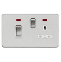 Knightsbridge DP 45A Cooker Switch And 13A Socket With Neon, Brushed Chrome SFR83MNBCW