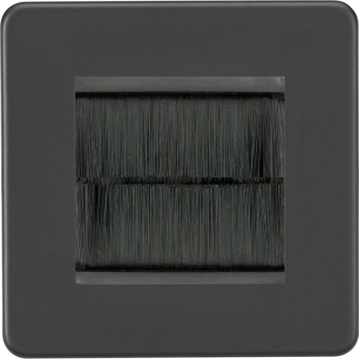 Knightsbridge Screwless Anthracite 2G Cable Brush Outlet SF2GATBR Available from RS Electrical Supplies