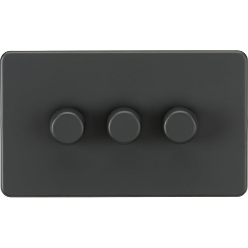 Knightsbridge Screwless Anthracite 3G Dimmer Switch SF2193AT Available from RS Electrical Supplies