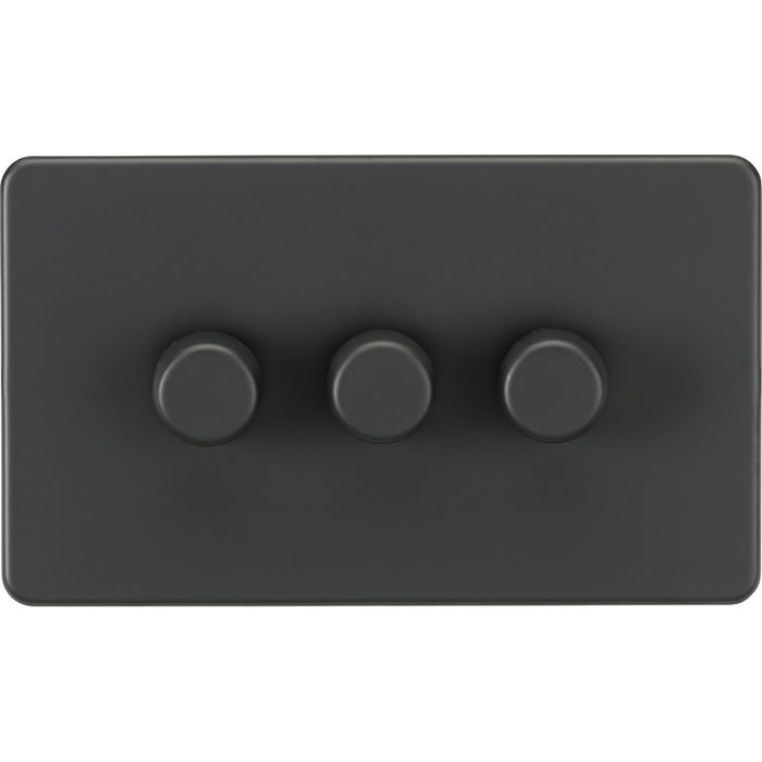 Knightsbridge Screwless Anthracite 3G Dimmer Switch SF2193AT