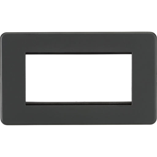 Knightsbridge Screwless Anthracite 4G Euro Plate SF4GAT Available from RS Electrical Supplies