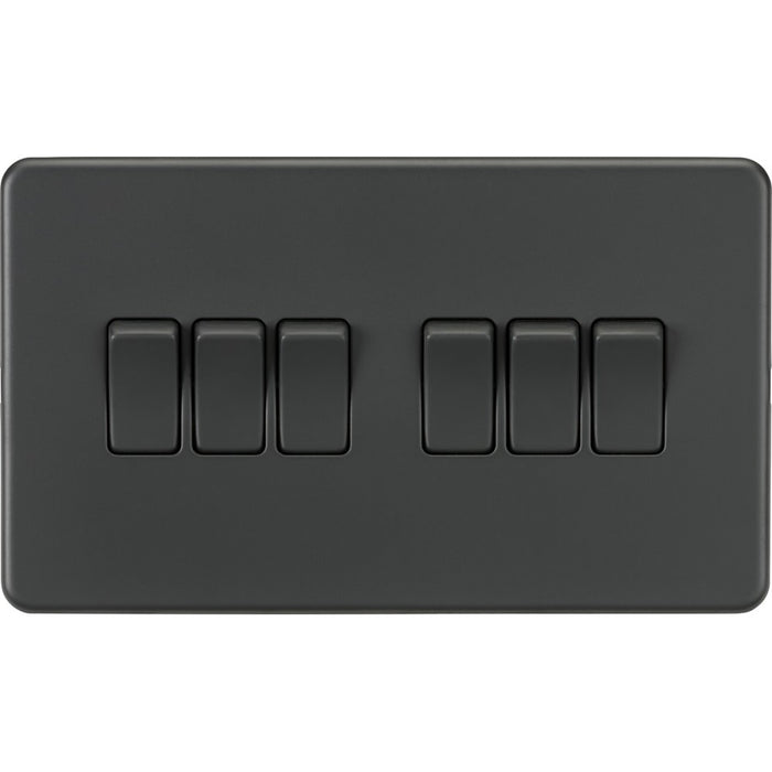 Knightsbridge Screwless Anthracite 6G Light Switch SF4200AT Available from RS Electrical Supplies