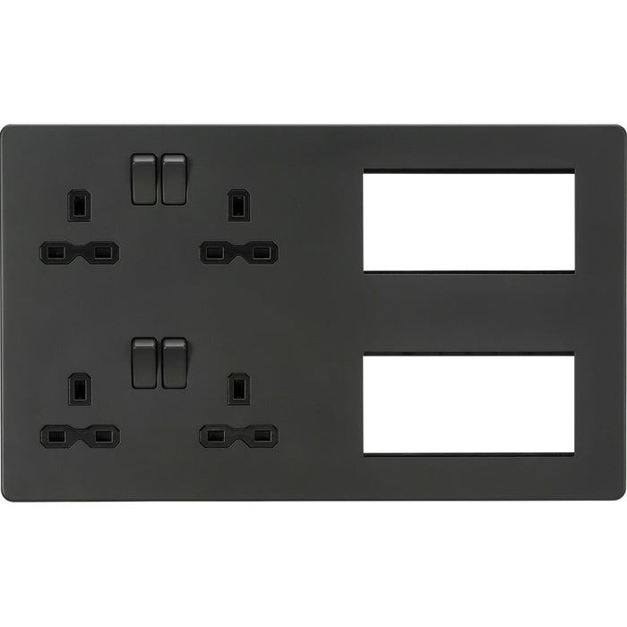 Anthracite Double Multimedia Combination Plate by Knightsbridge with Euro Compatible rated 13A