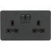 Knightsbridge Screwless Anthracite Double Socket SFR9000AT Available from RS Electrical Supplies