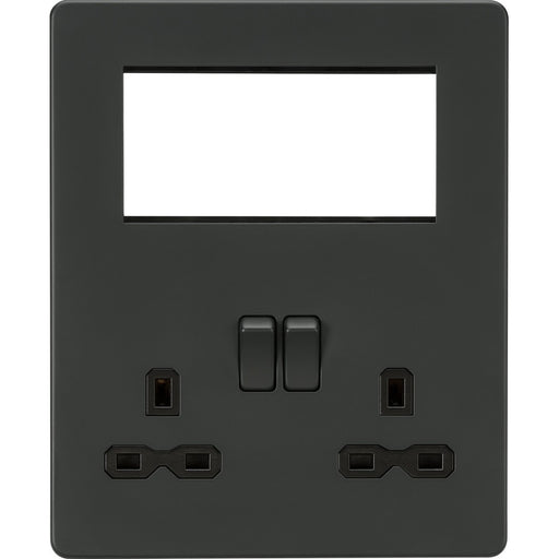 Knightsbridge Screwless Anthracite Double Socket with 4G Euro Plate SFR194AT Available from RS Electrical Supplies
