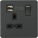 Knightsbridge Screwless Anthracite Single USB Socket SFR9124AT Available from RS Electrical Supplies