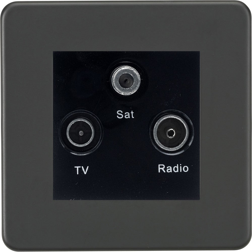 Knightsbridge Screwless Anthracite Triplex TV Socket SF0300MAT RS