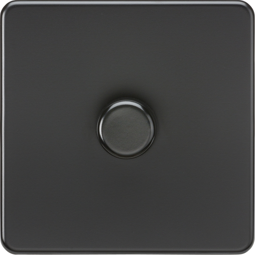 Knightsbridge Screwless Matt Black 1G Dimmer Switch SF2191MBB Available from RS Electrical Supplies