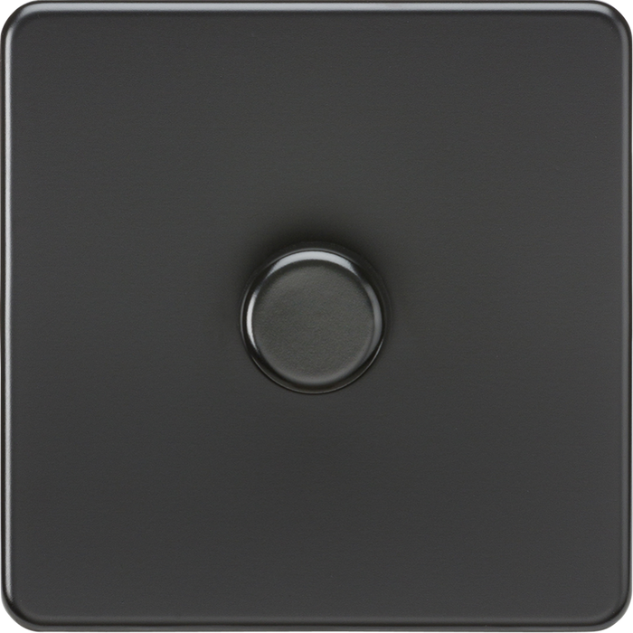 Knightsbridge Screwless Matt Black 1G Dimmer Switch SF2191MBB Available from RS Electrical Supplies