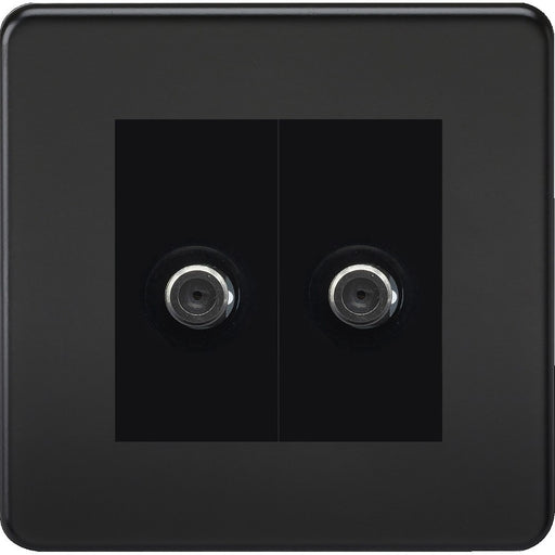 Knightsbridge Screwless Matt Black Double Satellite Socket SF0250MMBB Available from RS Electrical 
