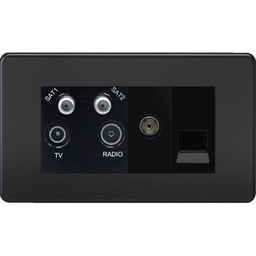 Knightsbridge Screwless Matt Black Quadplex Combination TV Socket SF0600MMBB Available from RS Electrical 