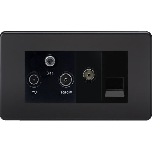 Knightsbridge Screwless Matt Black Triplex Combination TV Socket SF0500MMBB Available from RS Electrical 