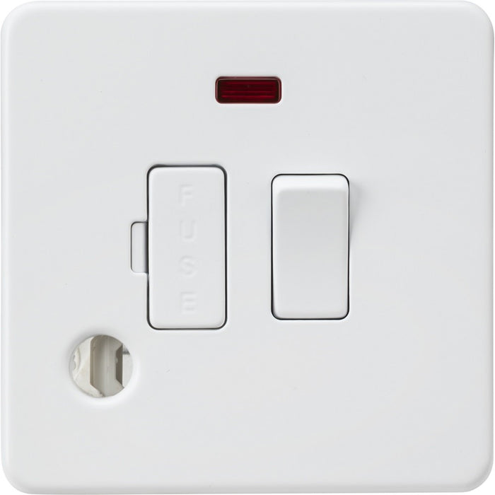 Knightsbridge Screwless Matt White 13A Switched Spur with Neon & Flex Outlet SF6300FMW