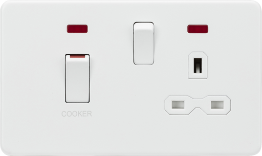 Knightsbridge Screwless Matt White 45A Cooker Switch with Neon SFR83MNMW Available from RS Electrical Supplies
