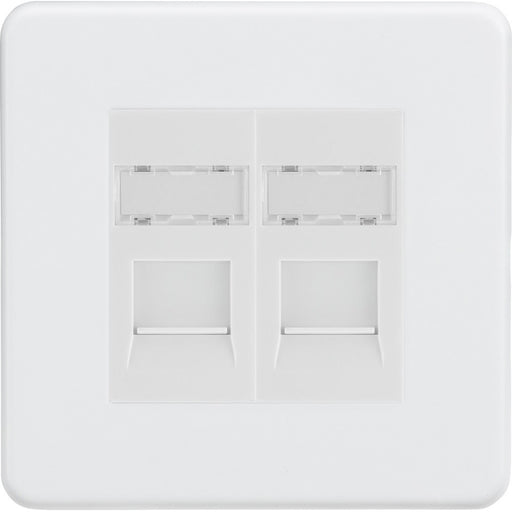 Knightsbridge Screwless Matt White Double Cat5e Data Socket SFRJ452MMW Available from RS Electrical