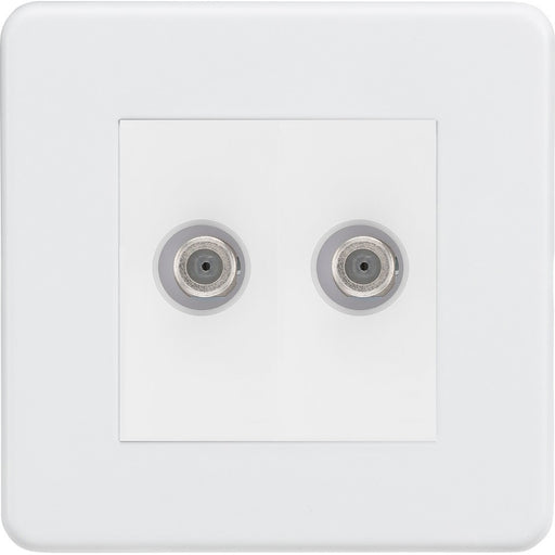 Knightsbridge Screwless Matt White Double Satellite Socket SF0250MMW Available from RS Electrical