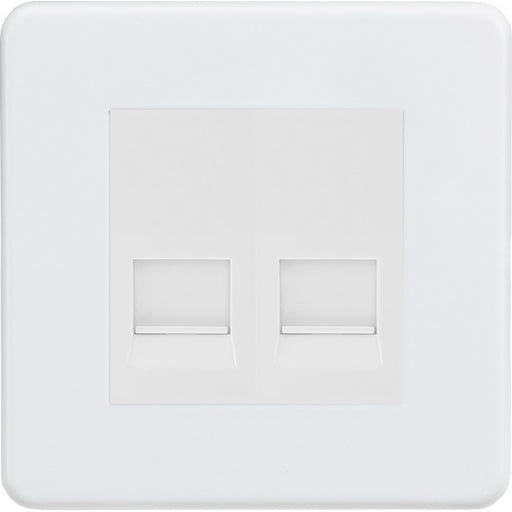 Knightsbridge Screwless Matt White Double Slave Telephone Socket SF7420MMW Available from RS Electrical