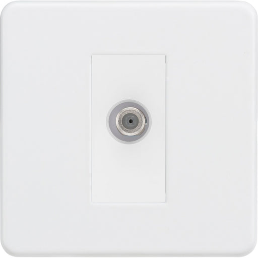 Knightsbridge Screwless Matt White Satellite Socket SF0150MMW Available from RS Electrical