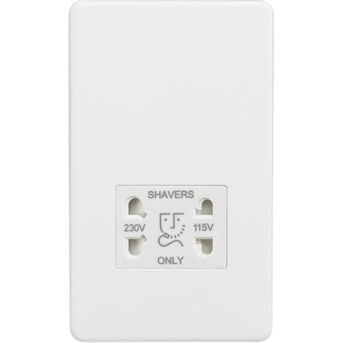 Knightsbridge Screwless Matt White Dual Voltage Shaver Socket SF8900MW