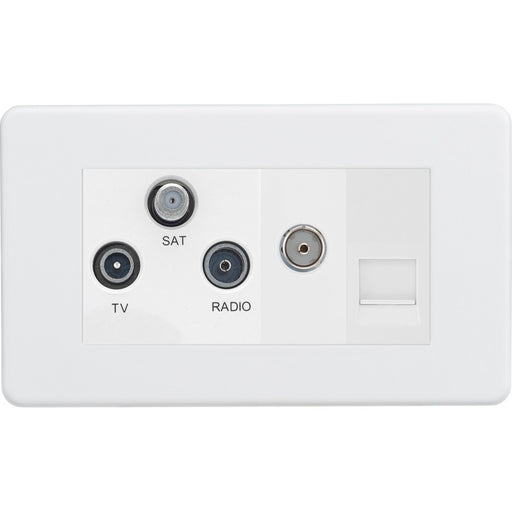Knightsbridge Screwless Matt White Triplex Combination TV Socket SF0500MMW Available from RS Electrical