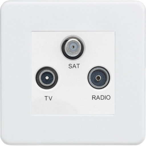 Knightsbridge Screwless Matt White Triplex TV Socket SF0300MMW Available from RS Electrical