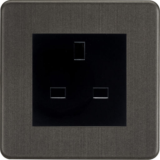 Knightsbridge Screwless Smoked Bronze 13A Unswitched Socket SF13ASBB Available from RS Electrical Supplies