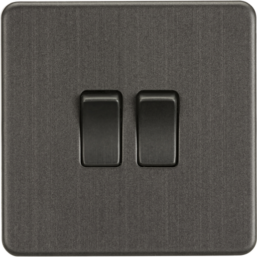 Knightsbridge Screwless Smoked Bronze 2G Intermediate Light Switch SF1202SB Available from RS Electrical Supplies