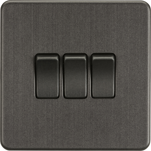 Knightsbridge Screwless Smoked Bronze 3G Light Switch SF4000SB Available from RS Electrical Supplies