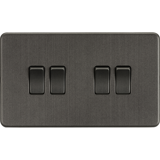 Knightsbridge Screwless Smoked Bronze 4G Light Switch SF4100SB Available from RS Electrical Supplies
