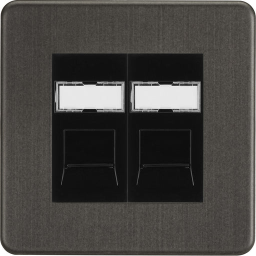 Knightsbridge Screwless Smoked Bronze Double Cat6 Data Socket SFRJ4562MSBB Available from RS Electrical Supplies