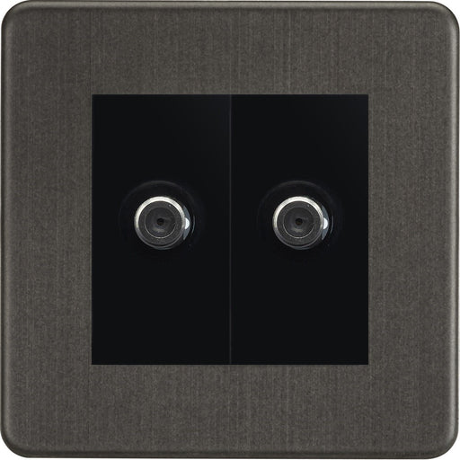 Knightsbridge Screwless Smoked Bronze Double Satellite Socket SF0250MSBB Available from RS Electrical Supplies