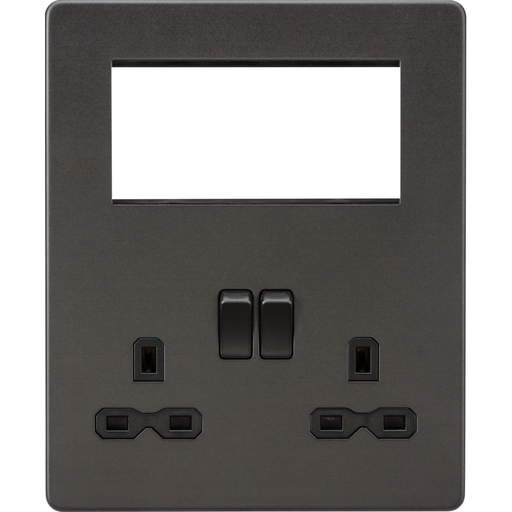 Knightsbridge Screwless Smoked Bronze Double Socket with 4G Euro Plate SFR194SB Available from RS Electrical Supplies