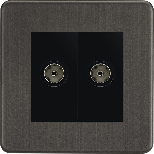Knightsbridge Screwless Smoked Bronze Double TV Socket SF0200MSBB Available from RS Electrical Supplies