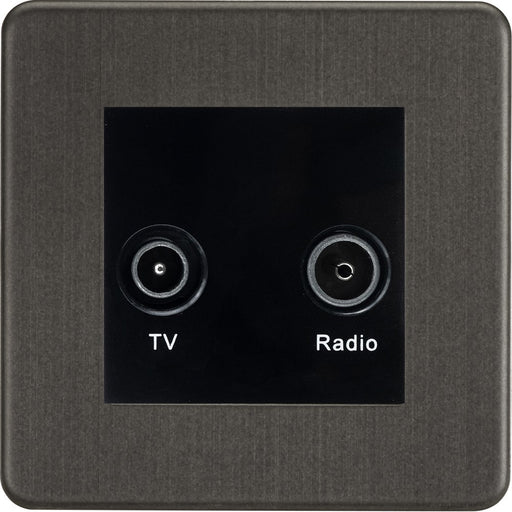 Knightsbridge Screwless Smoked Bronze TV & DAB Socket SF0160MSBB Available from RS Electrical Supplies
